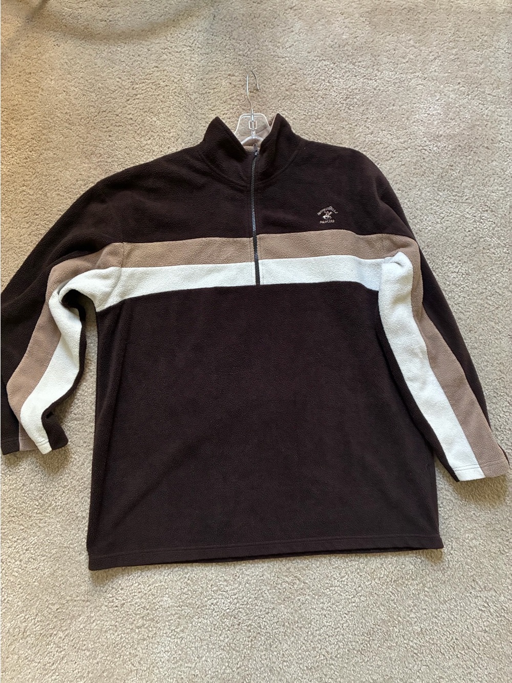 Beverly Hills Polo Club Brown, Cream & Tan Half-Zip Teddy Jacket